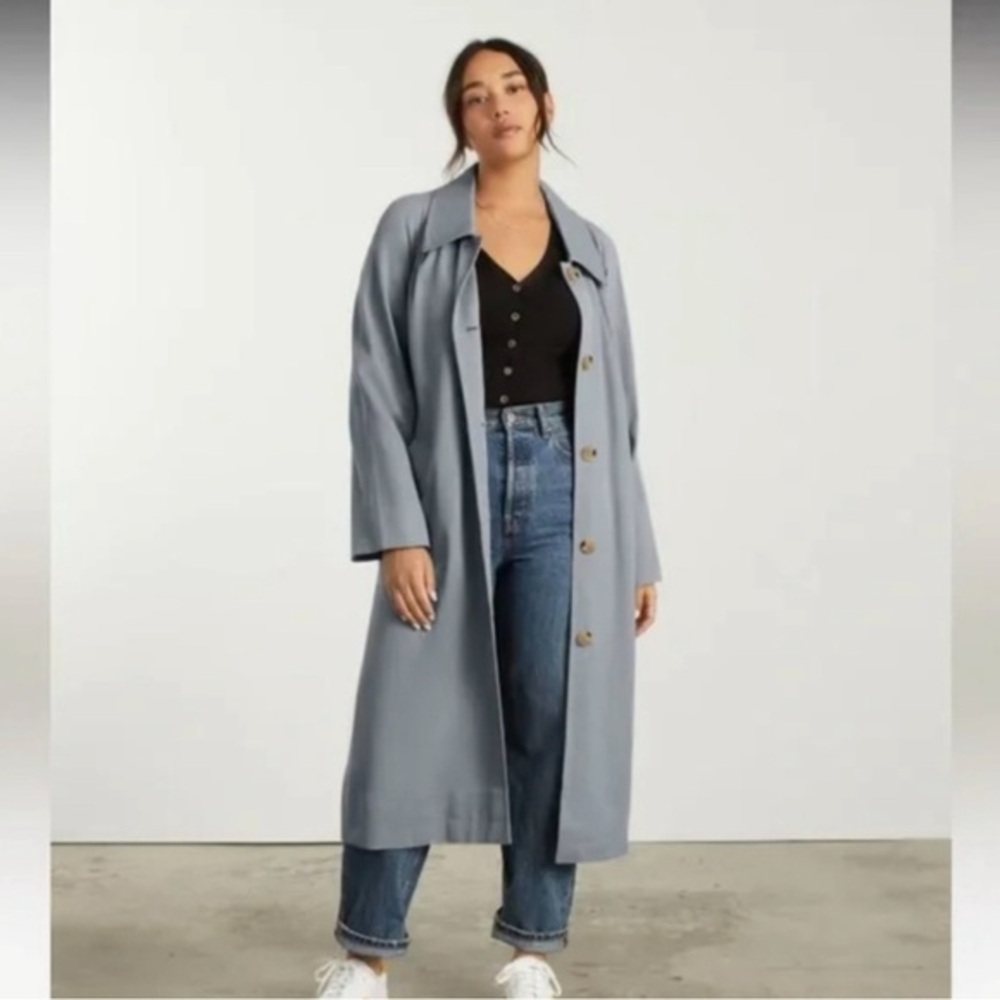 EVERLANE The Gathered Drape Trench Coat in Grey Small